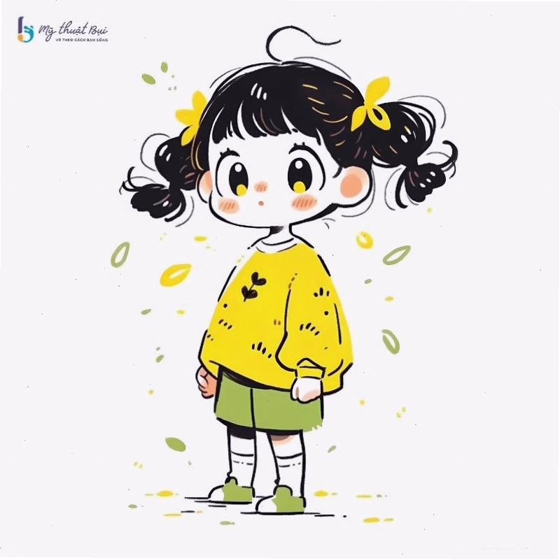 Minh họa vẽ mũi và miệng đơn giản cho nhân vật chibi nam