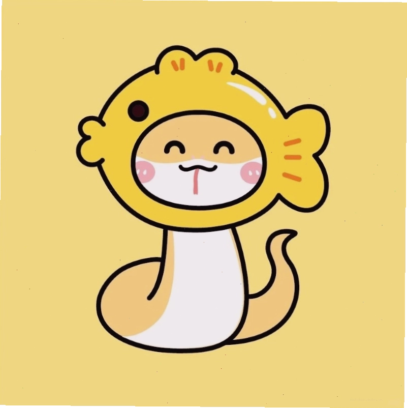 Một chú rắn chibi đội mũ hồng ngộ nghĩnh
