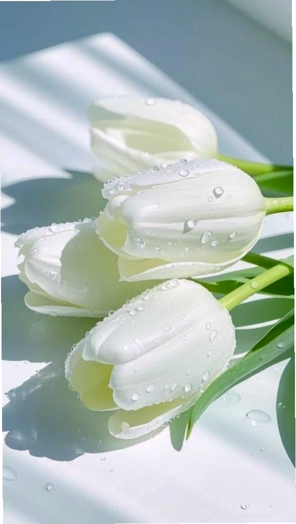 Một chùm hoa tulip xanh đang hé nở