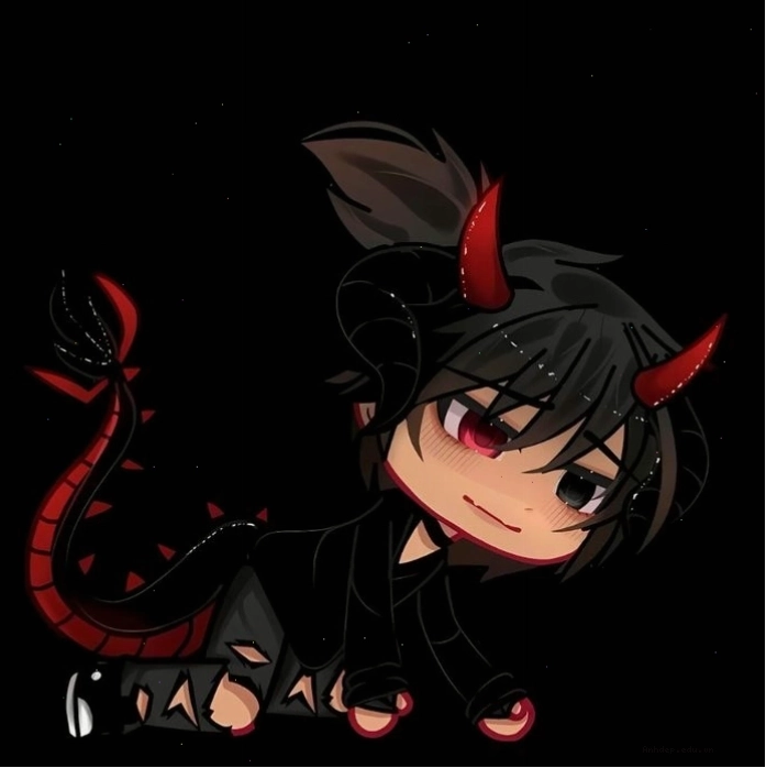Nhân vật ác quỷ anime chibi vui nhộn với biểu cảm tinh nghịch