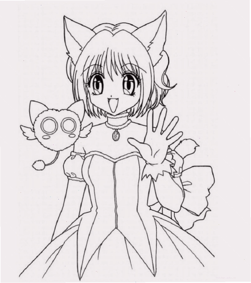 Nhân vật anime đáng yêu trong tranh tô màu