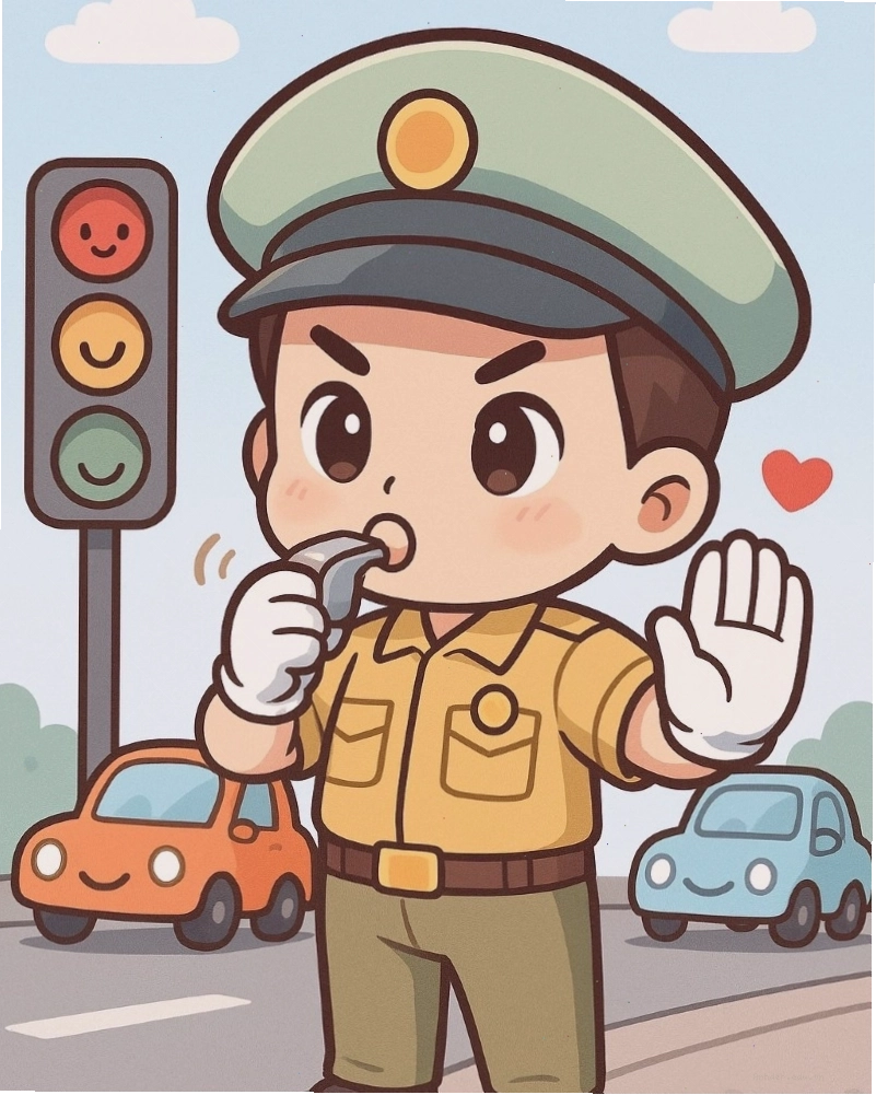 Nhân vật chibi công an trong trang phục dã chiến