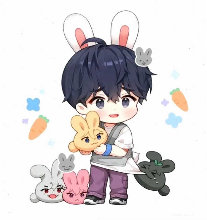 Nhân vật Chibi nam với các nét vẽ đơn giản và biểu cảm ngộ nghĩnh