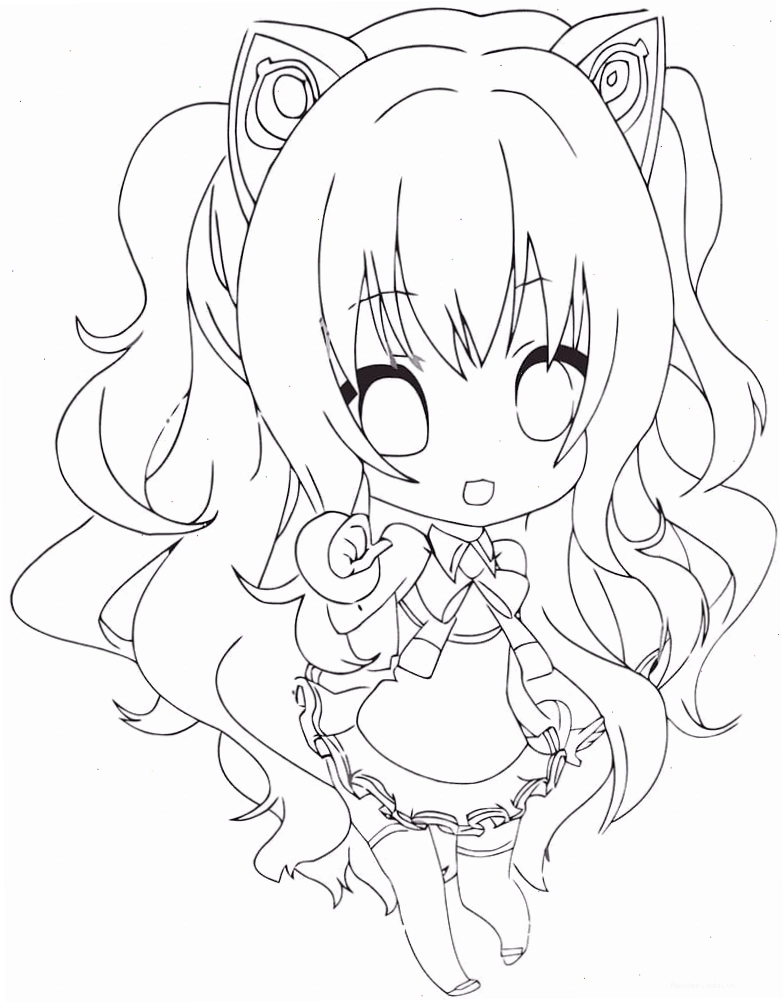 Nhân vật nữ anime cute trong tranh tô màu