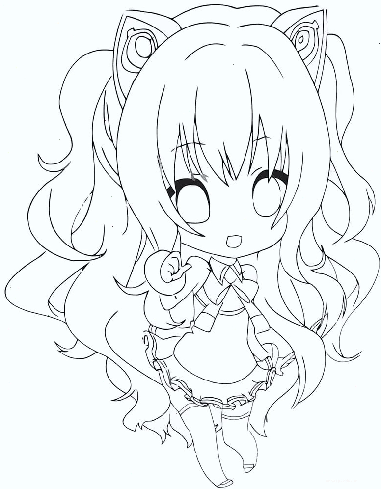 Nhân vật nữ anime cute với trang phục và kiểu tóc thời trang