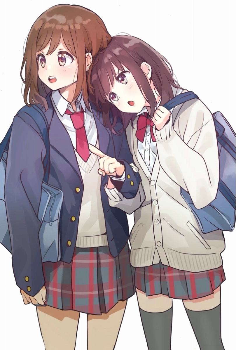 Nhóm bạn thân anime mặc đồng phục