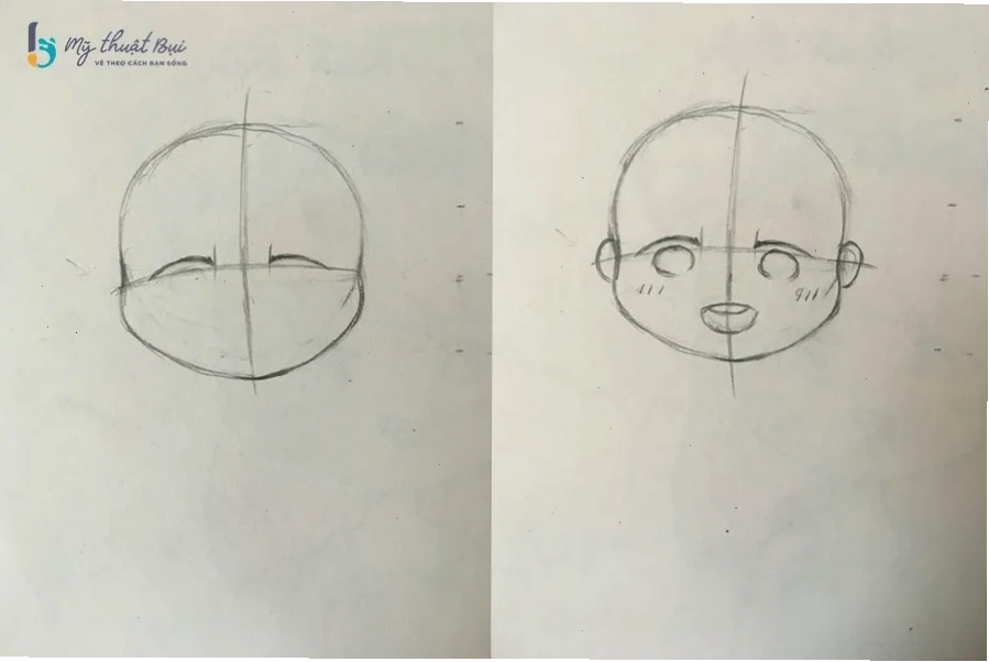 Phác thảo khuôn mặt tròn cho nhân vật Chibi