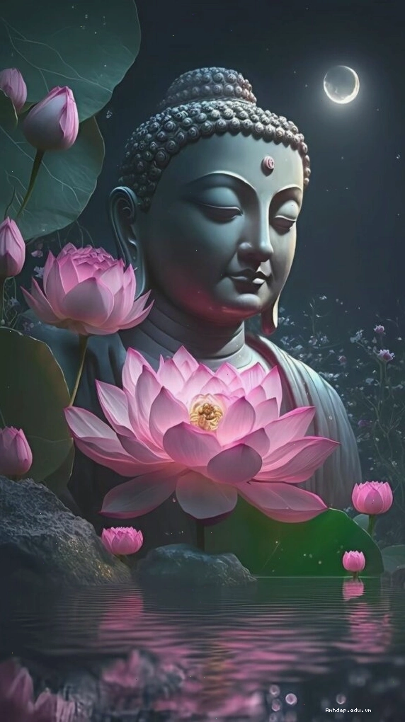 Phật Di Lặc từ bi, tay nâng đóa sen tươi