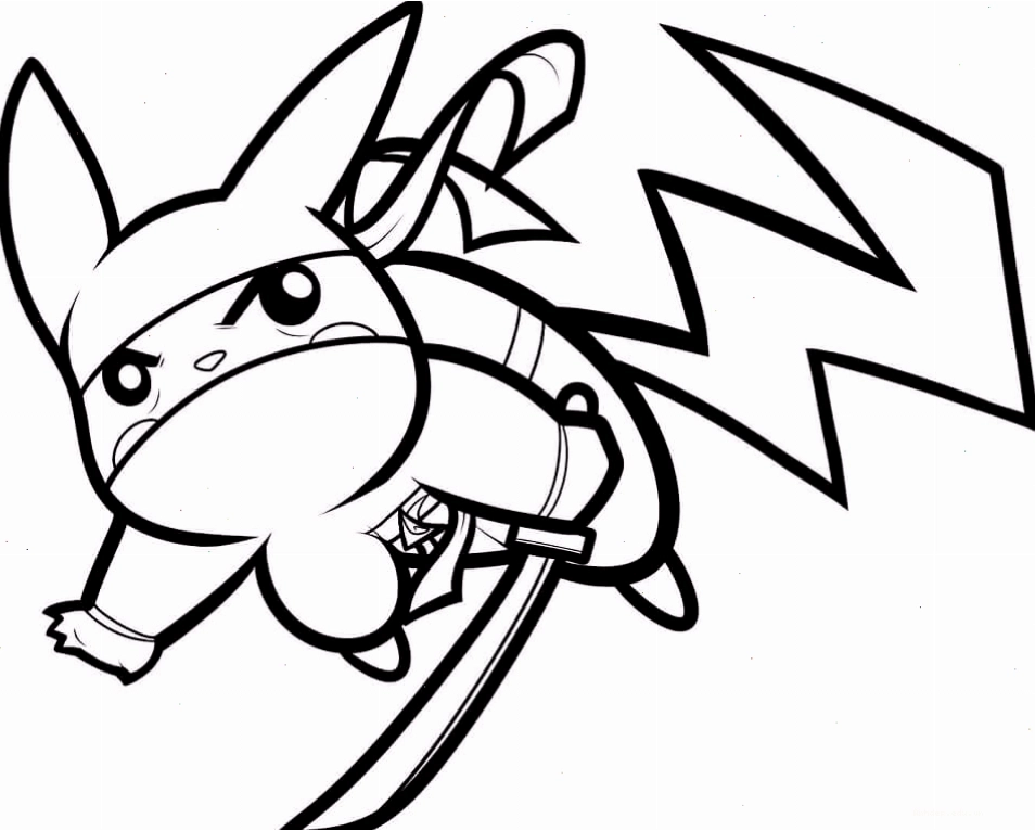 Pikachu trong trang phục ninja, tạo sự mới lạ cho bé tô màu