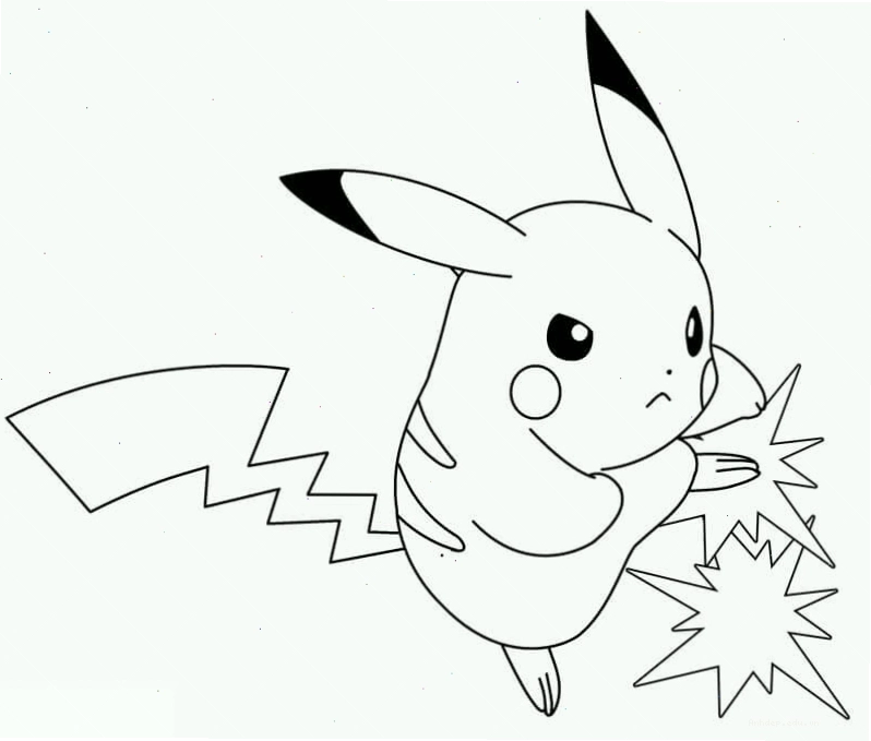 Pikachu với biểu cảm tức giận, bé có thể tô màu để giải tỏa cảm xúc