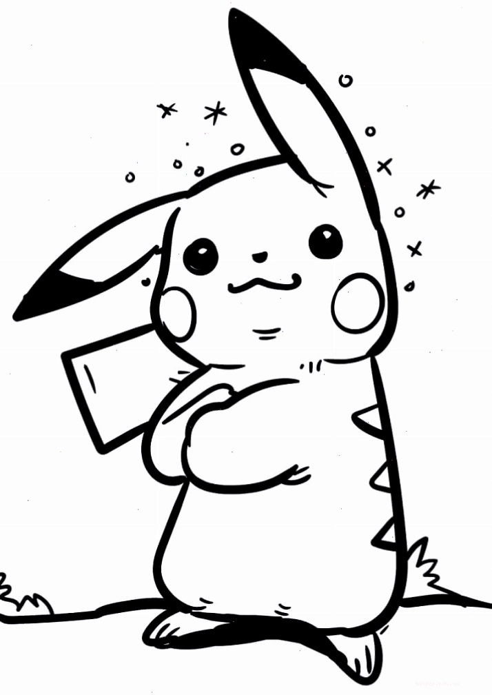 Pikachu với biểu cảm vui tươi, sẵn sàng để tô màu