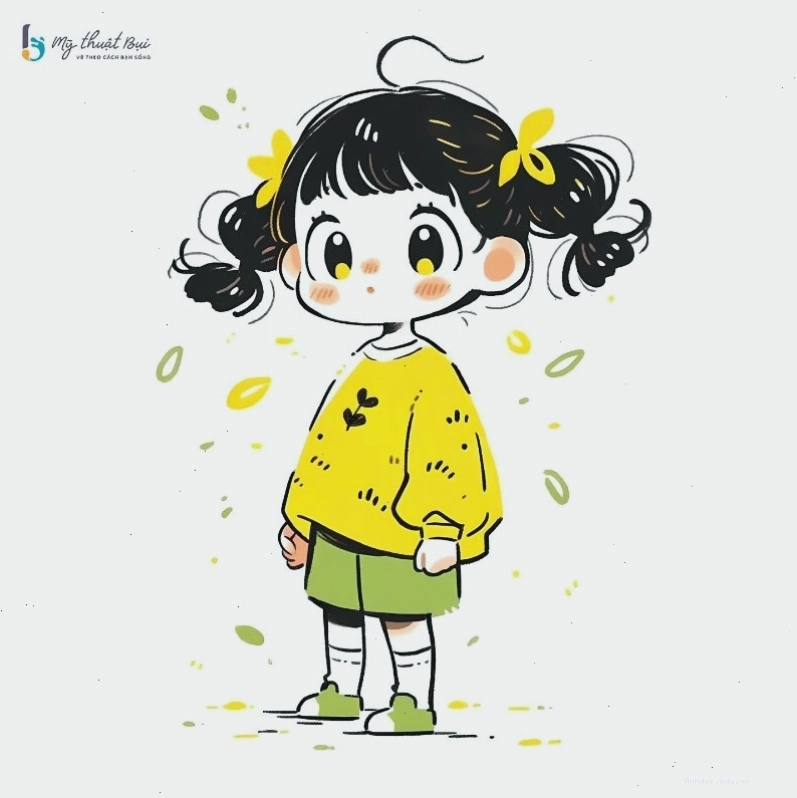 Quá trình phác thảo nhân vật chibi nữ dễ thương