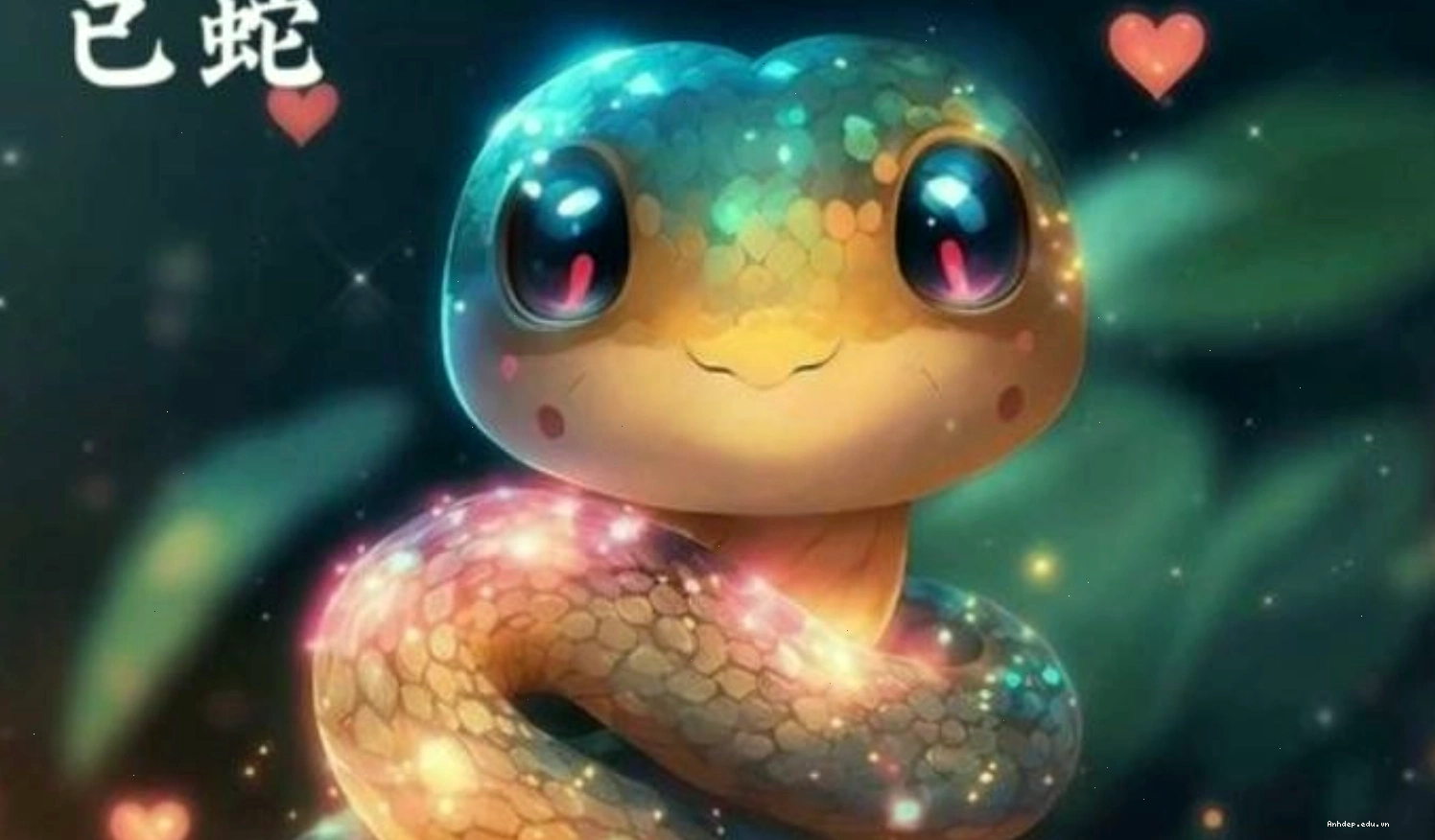 Rắn con với đôi mắt lấp lánh, tạo cảm giác tò mò
