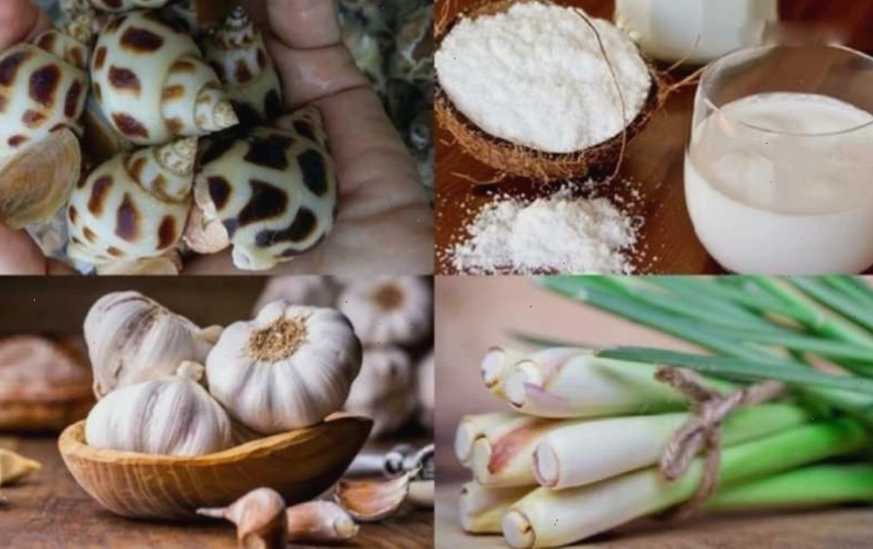 Sơ chế ốc hương bằng nước vo gạo để sạch bùn đất