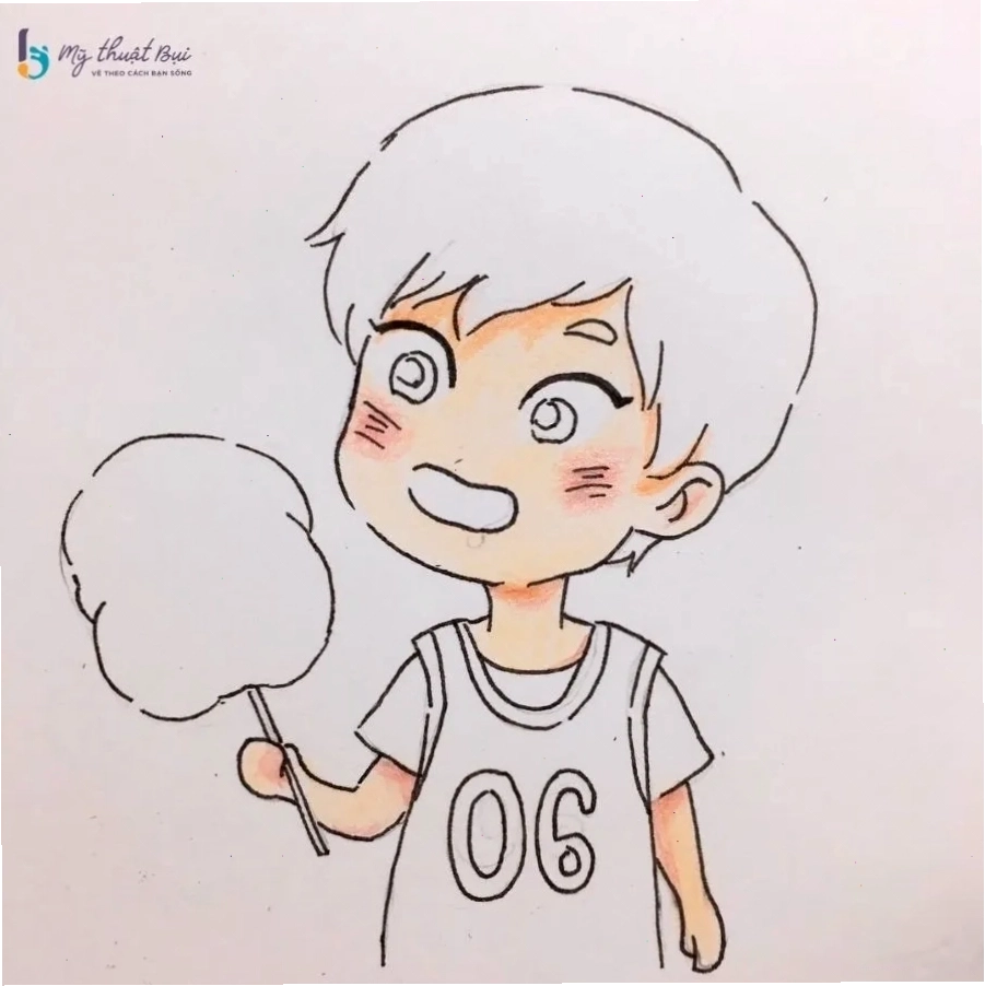 Tô màu cho tranh vẽ anime nam bằng bút chì màu