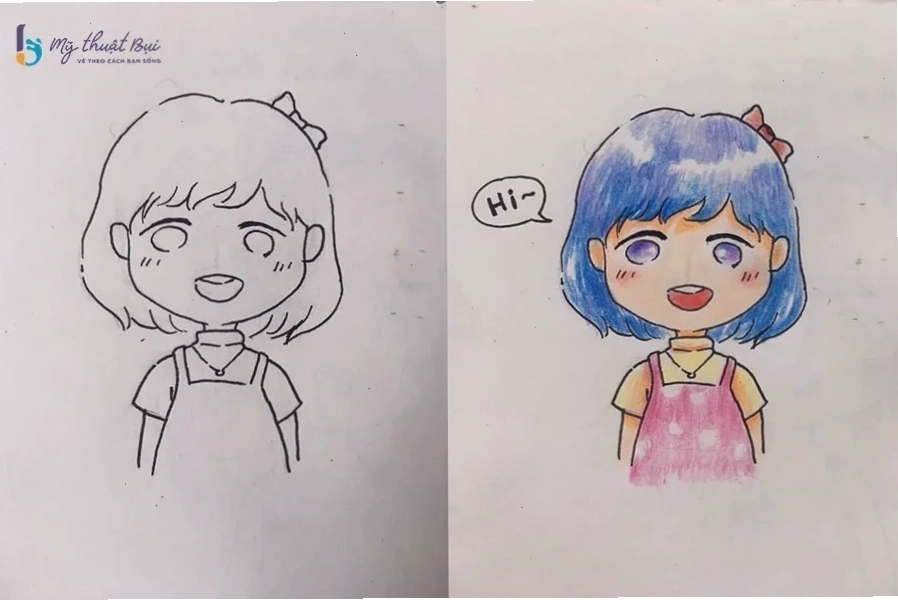 Tô màu hoàn thiện nhân vật Chibi nữ