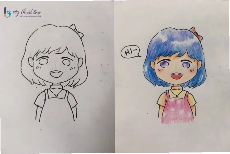 Tô màu nhân vật Chibi nữ theo phong cách anime