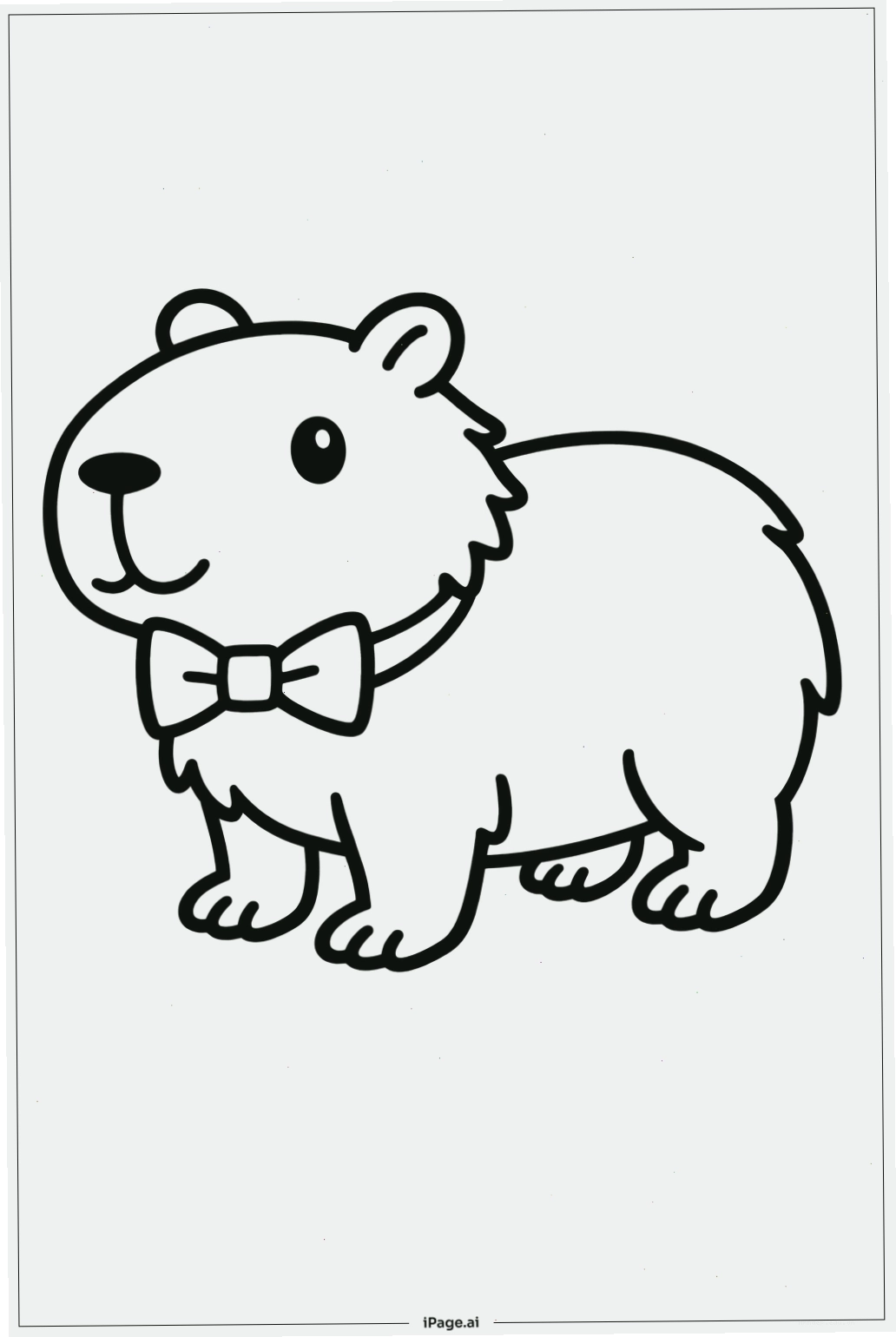 Trang tô màu Capybara Đeo Cà Vạt Nơ, thể hiện sự lịch lãm và đáng yêu