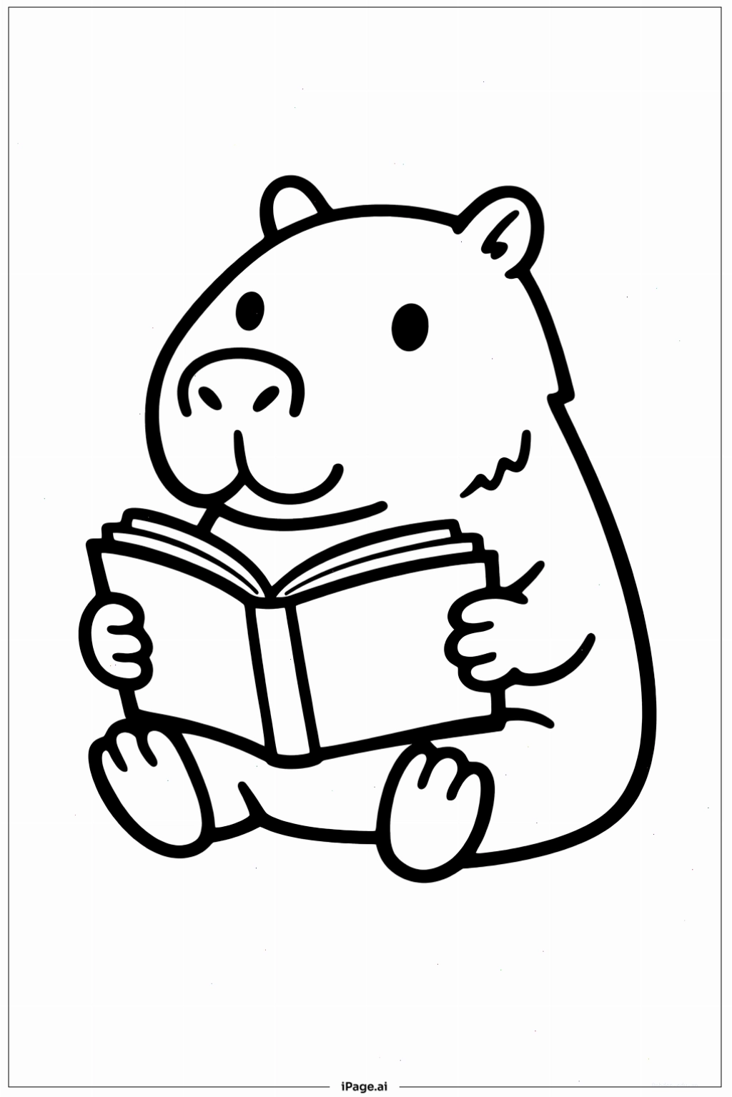 Trang tô màu Capybara Đọc Sách, thể hiện sự ham học hỏi