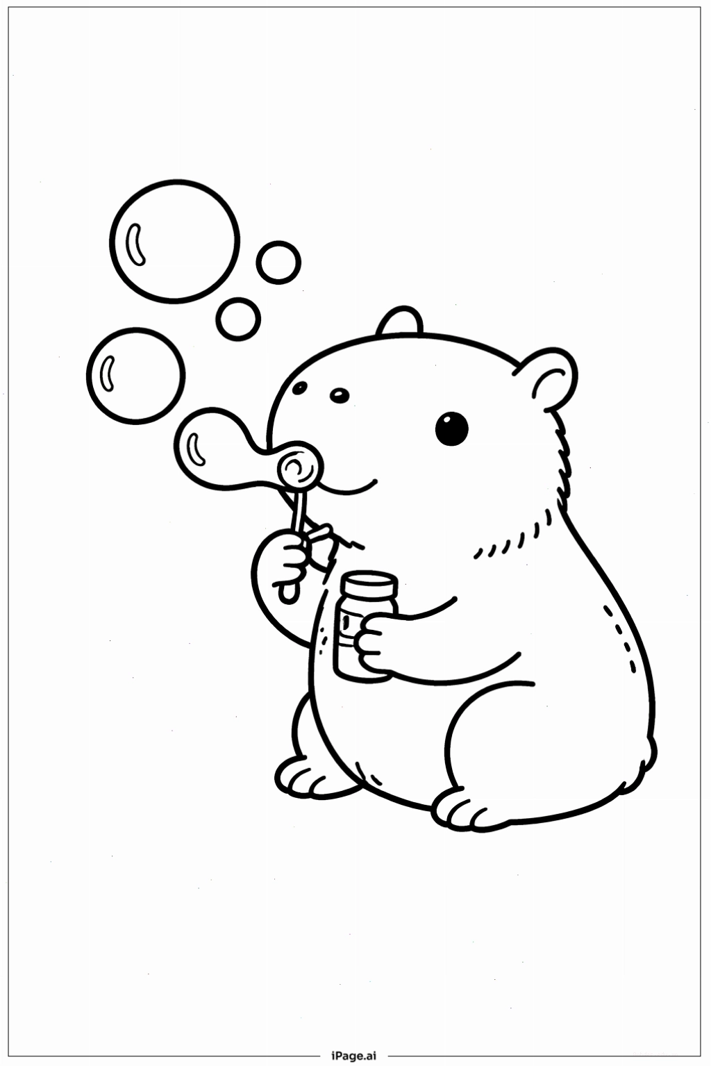 Trang tô màu Capybara Thổi Bong Bóng, mang đến niềm vui và sự thích thú