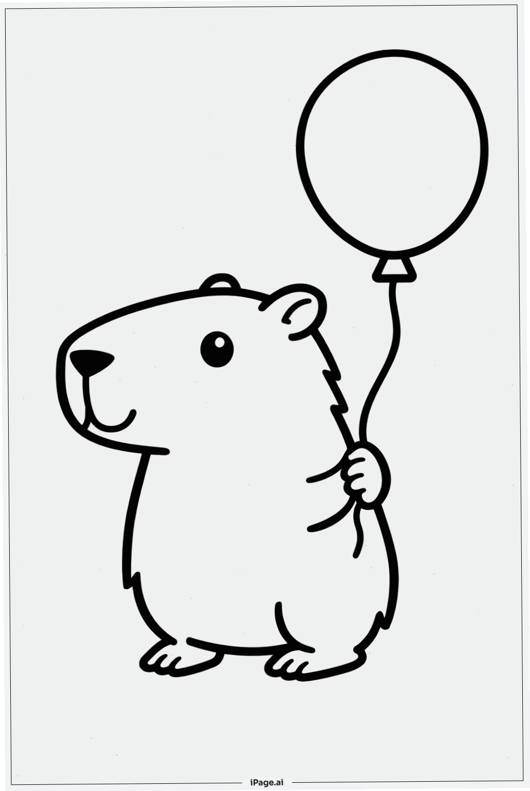 Trang tô màu Capybara với bóng bay, tạo không khí vui tươi
