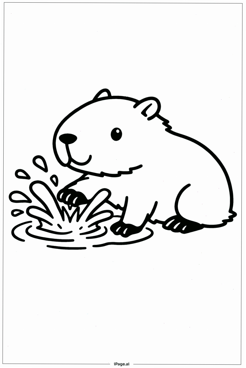 Trang tô màu Chồn nước Capybara Chơi Đùa dưới nước