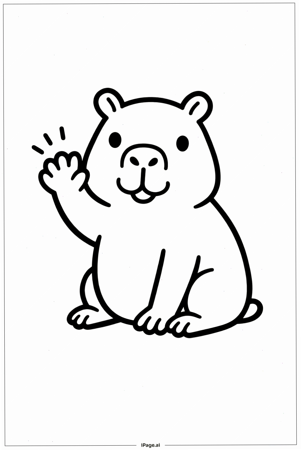 Trang tô màu Chuột Capybara Vẫy Tay Tạm Biệt với phong cách chibi đáng yêu