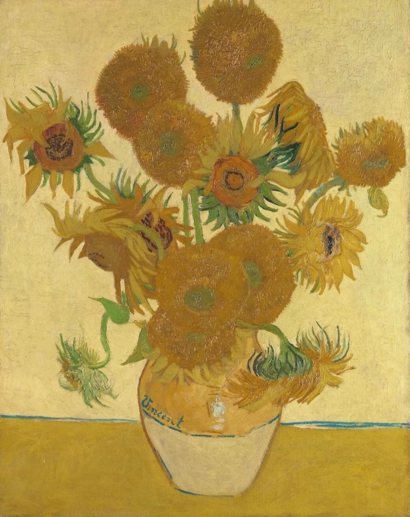 Tranh tĩnh vật 15 bông hoa hướng dương của Van Gogh với màu vàng rực rỡ