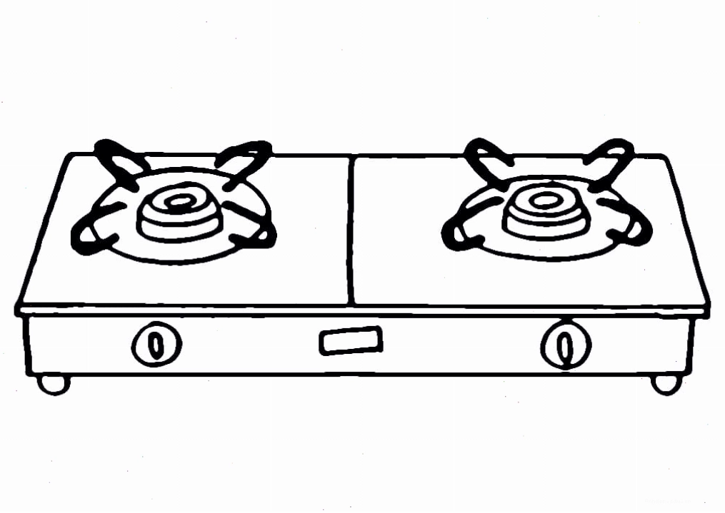 Tranh tô màu bếp ga, một thiết bị nấu nướng quan trọng trong căn bếp gia đình