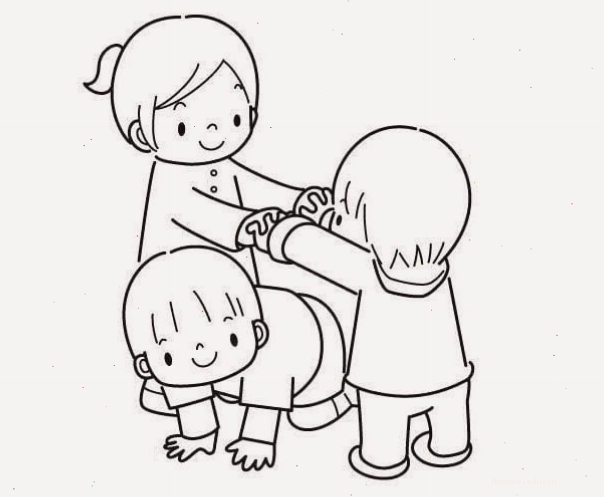 Tranh tô màu các bạn nhỏ chơi đùa với bóng
