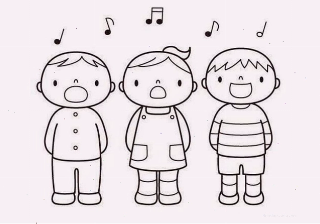 Tranh tô màu cảnh trường học với nhiều lá cờ và biểu ngữ