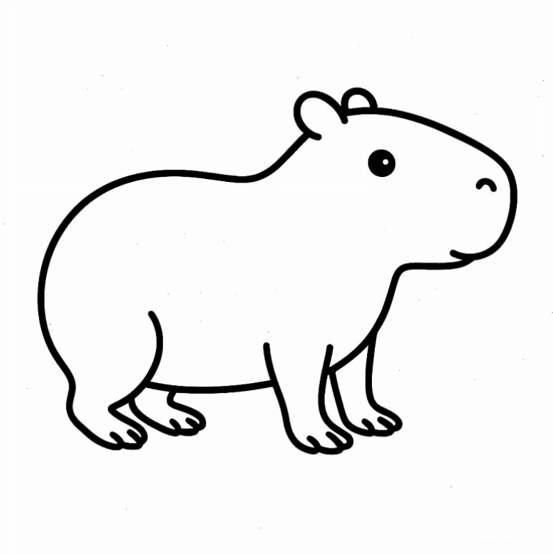Tranh tô màu Capybara đơn giản