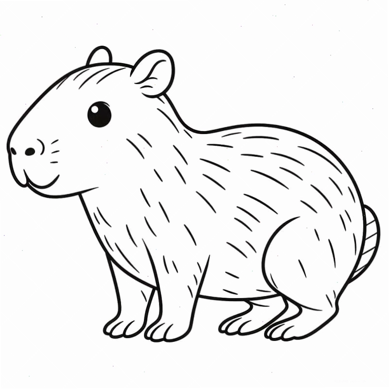 Tranh tô màu Capybara đơn giản và dễ thương