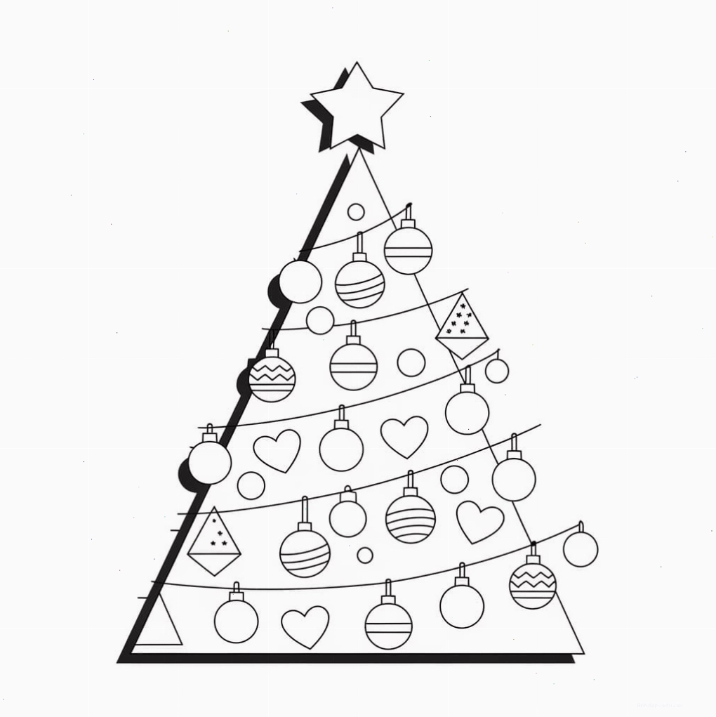 Tranh tô màu cây thông Noel đơn giản, dễ thương