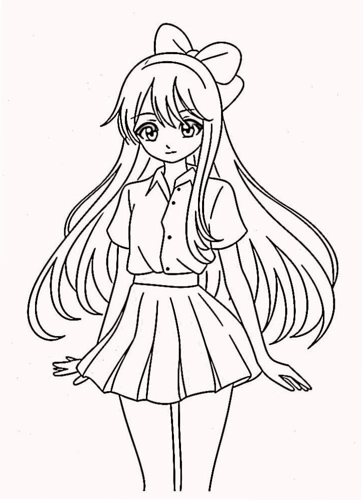 Tranh tô màu công chúa anime cho bé 5-6 tuổi