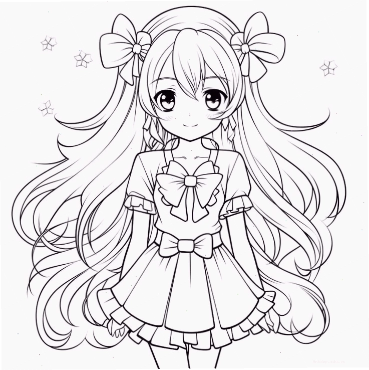 Tranh tô màu công chúa anime dễ thương