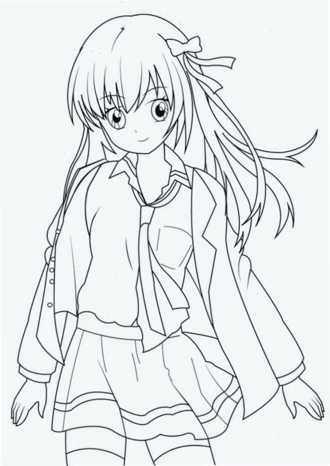 Tranh tô màu công chúa anime đơn giản, dễ tô