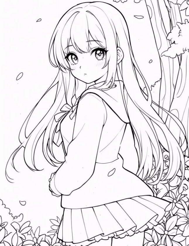 Tranh tô màu công chúa anime xinh xắn với nhiều kiểu dáng