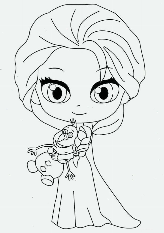 Tranh tô màu Elsa phiên bản Chibi