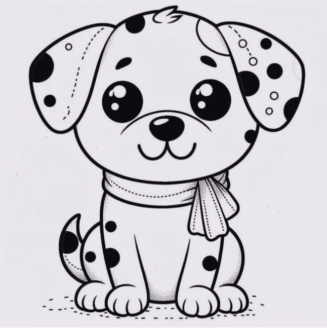 Tranh tô màu một chú chó nhỏ theo phong cách chibi dễ thương