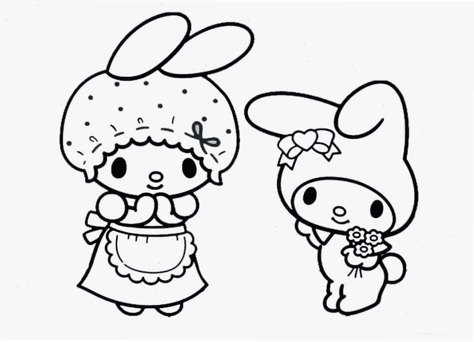 Tranh tô màu My Melody bên cạnh người mẹ yêu quý