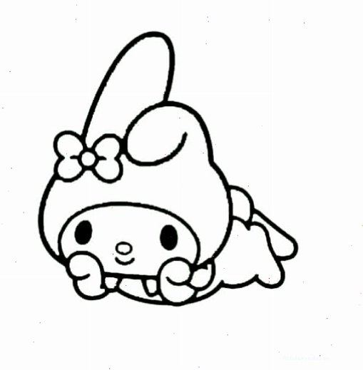 Tranh tô màu My Melody đáng yêu trong khu vườn đầy hoa