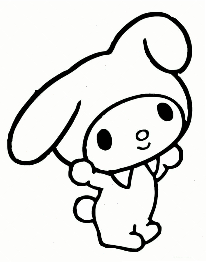 Tranh tô màu My Melody với biểu cảm vui vẻ