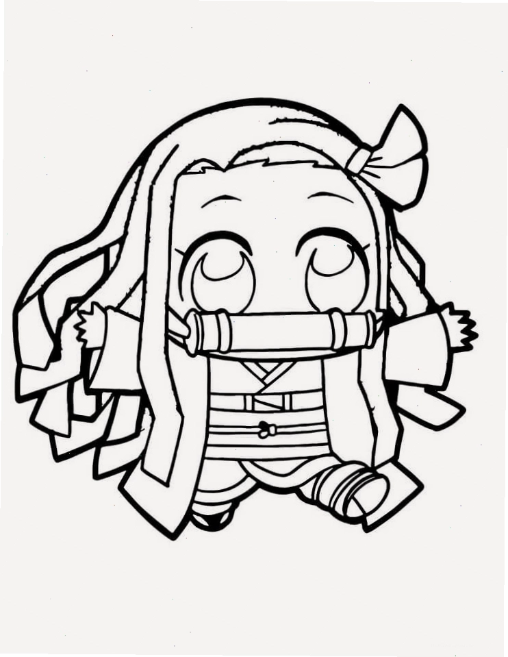 Tranh tô màu Nezuko chibi đáng yêu