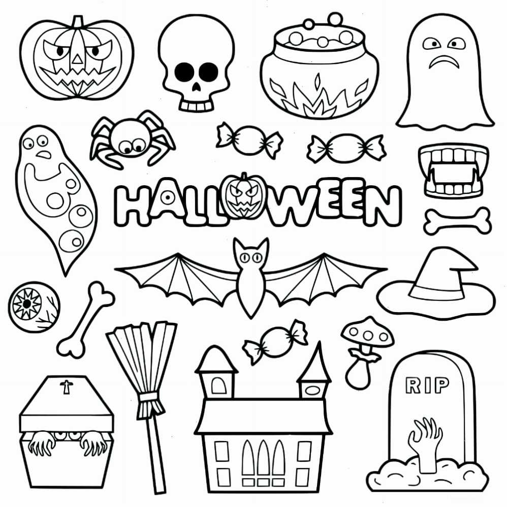 Tranh tô màu sticker ngày lễ Halloween với hình ảnh ma quái ngộ nghĩnh