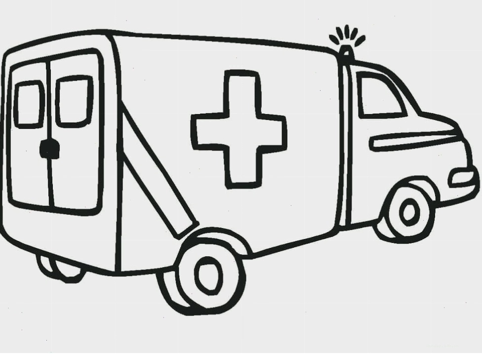 Tranh tô màu tập tô xe cứu thương với nhiều chi tiết