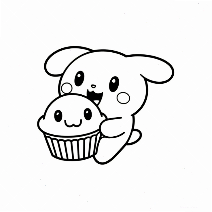 Tranh tô màu thỏ chibi với biểu cảm tinh nghịch