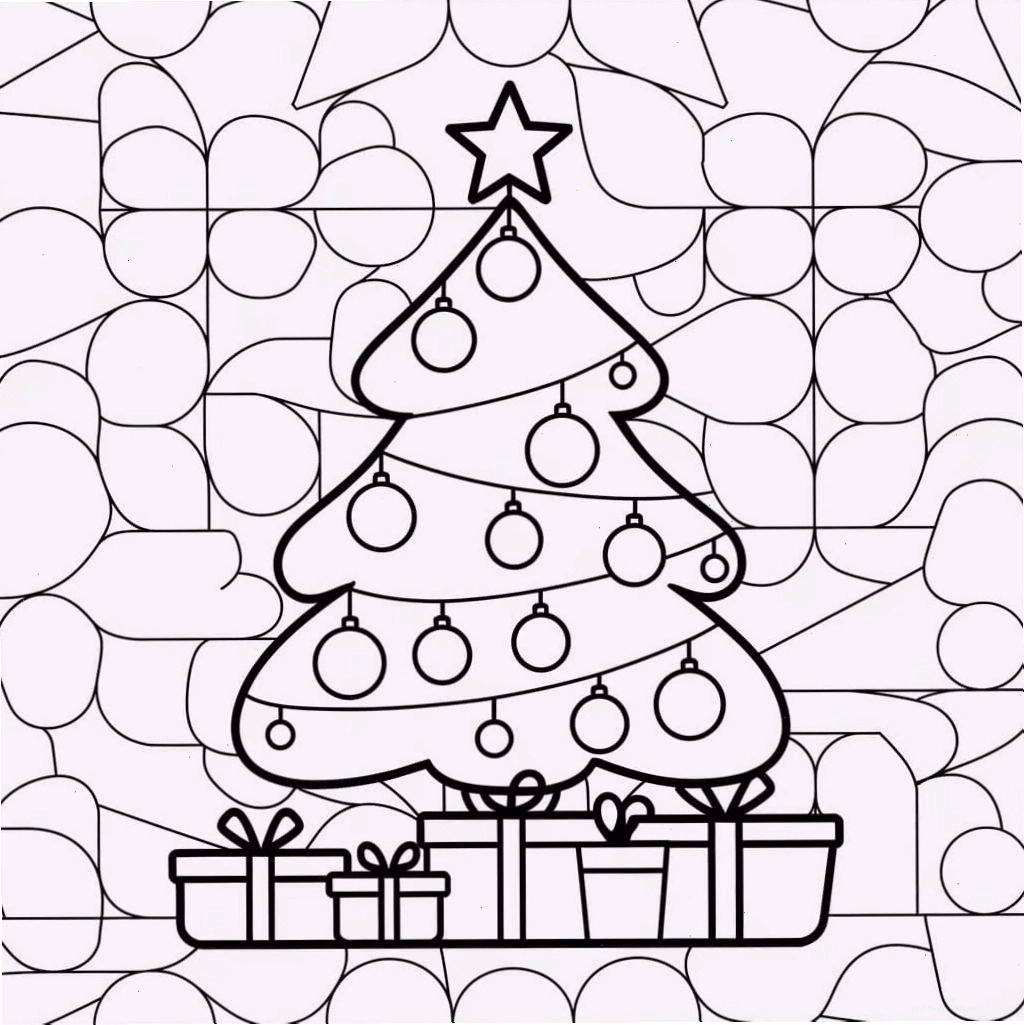 Tranh tô màu trang trí cây thông Noel