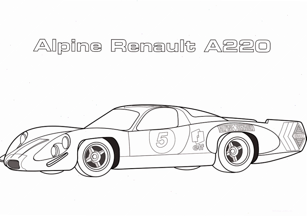 Tranh tô màu xe Alpine Renault A220 cổ điển