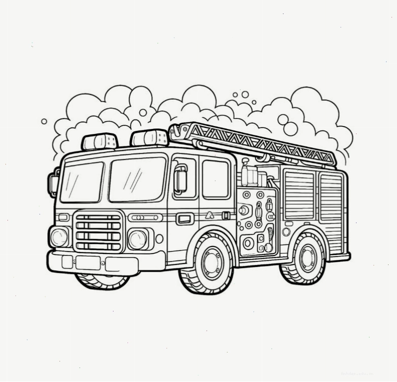 Tranh tô màu xe cứu hỏa kích thước lớn